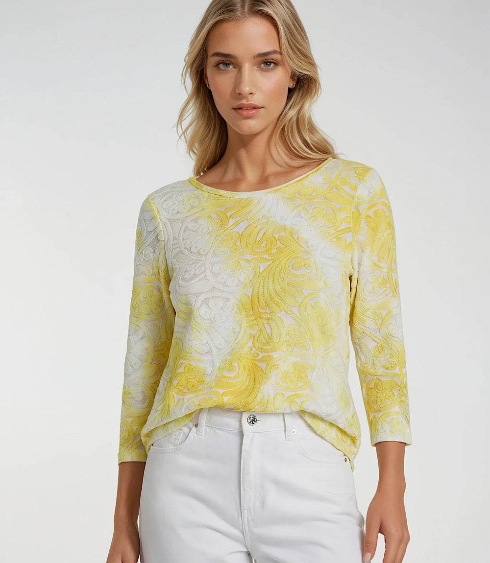 3/4 Sleeve Burnout Shirttail Top - Image 2