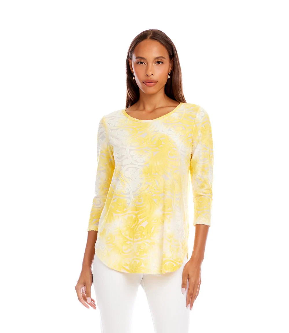 3/4 Sleeve Burnout Shirttail Top - Image 3