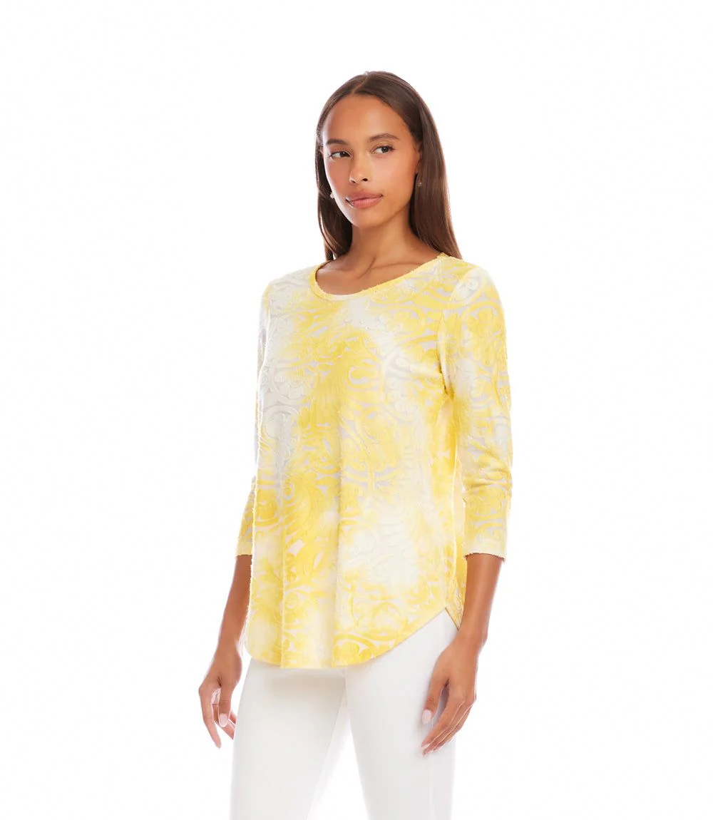 3/4 Sleeve Burnout Shirttail Top - Image 4
