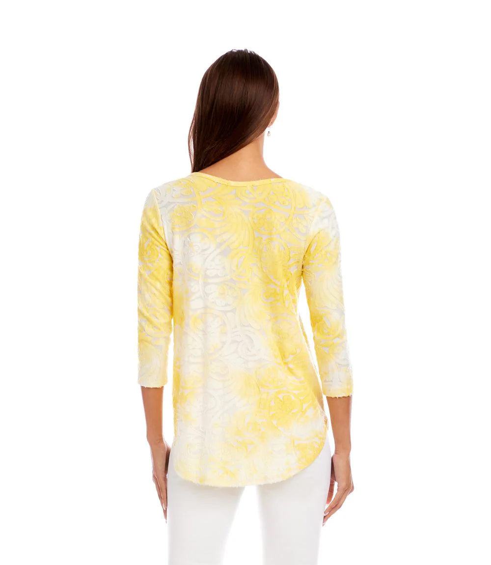 3/4 Sleeve Burnout Shirttail Top - Image 5