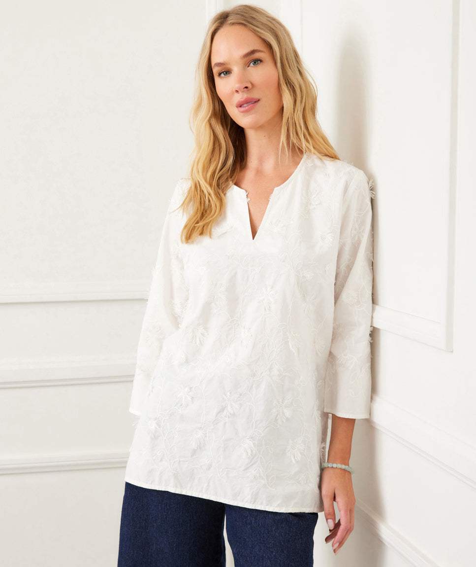 3/4 Sleeve Embroidered Tunic - Image 9