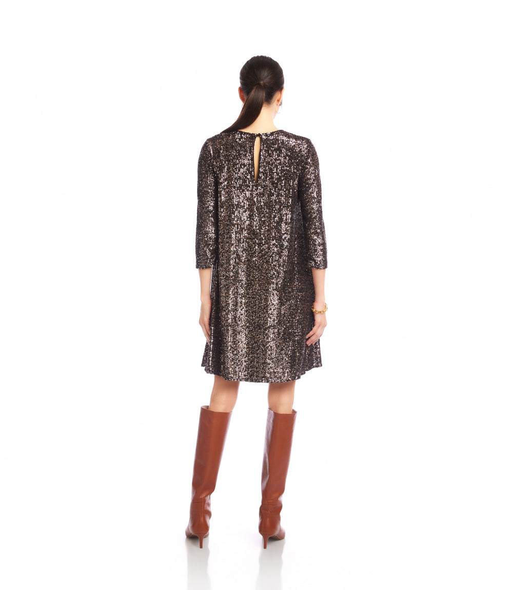 3/4 Sleeve Sequin Swing Dress - Image 4