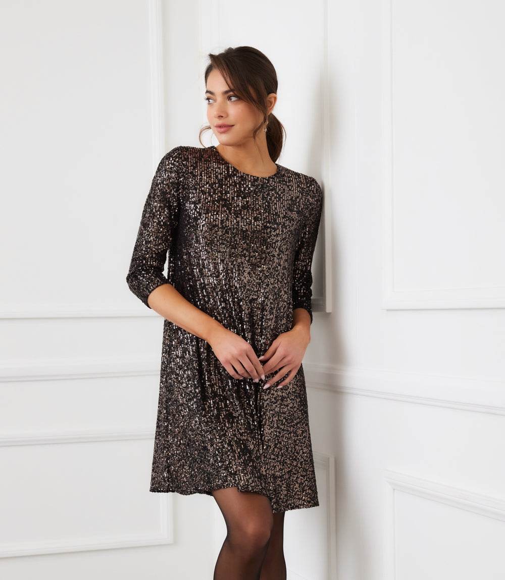 3/4 Sleeve Sequin Swing Dress - Image 5
