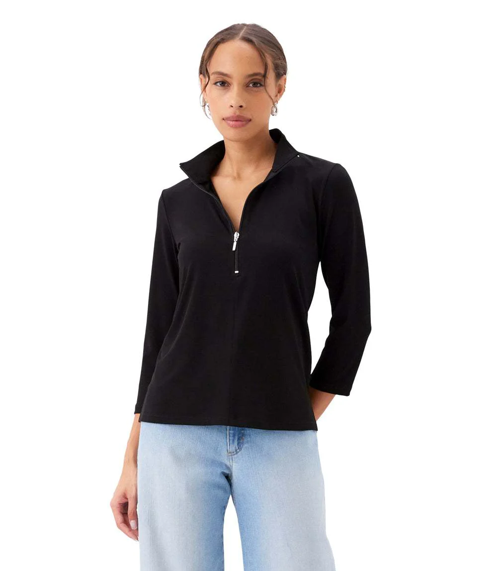 3/4 Sleeve Zip-Up Travel Jersey Top - Image 2