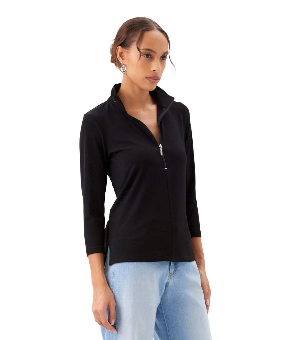 3/4 Sleeve Zip-Up Travel Jersey Top - Image 5