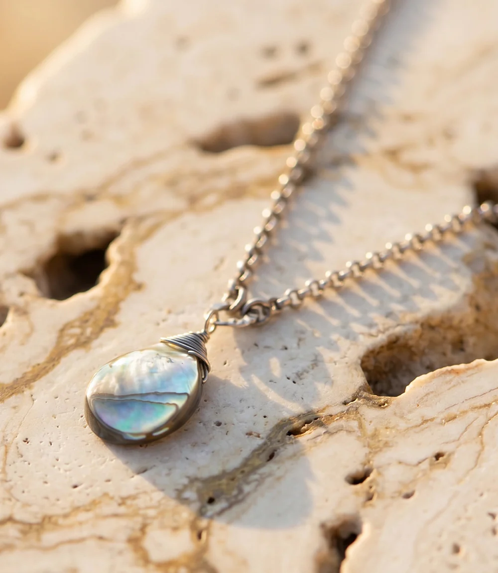 Abalone Shell Teardrop Necklace - Image 2