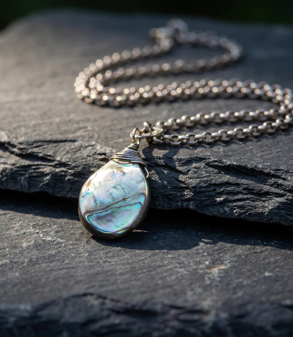 Abalone Shell Teardrop Necklace - Image 4