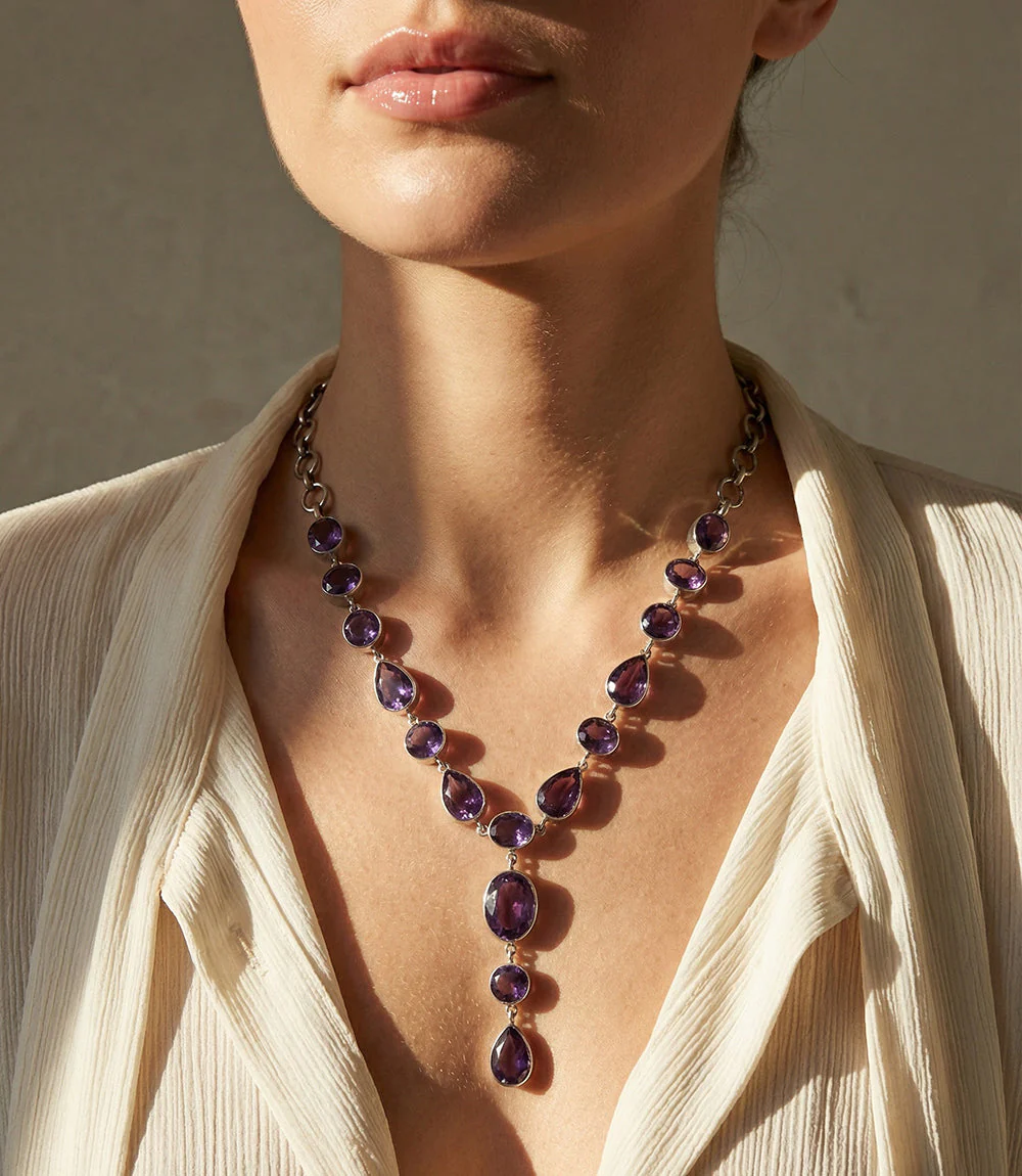 Amethyst Lariat Necklace