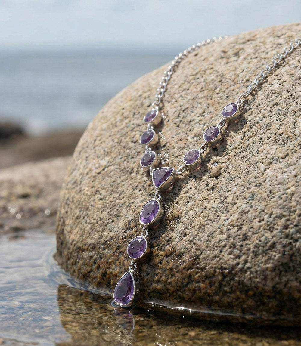 Amethyst Lariat Necklace - Image 3