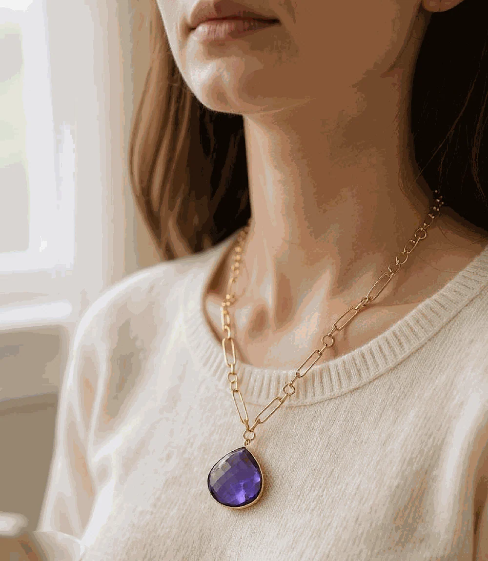 Amethyst Quartz Pendant Necklace - Image 4