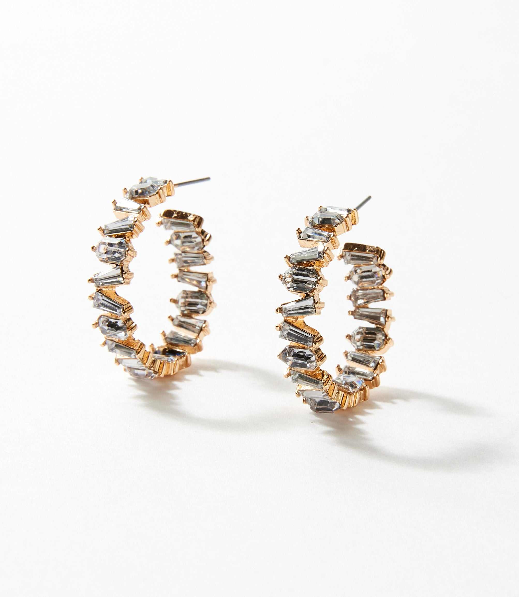 Angled Crystal Hoop Earrings - Image 2