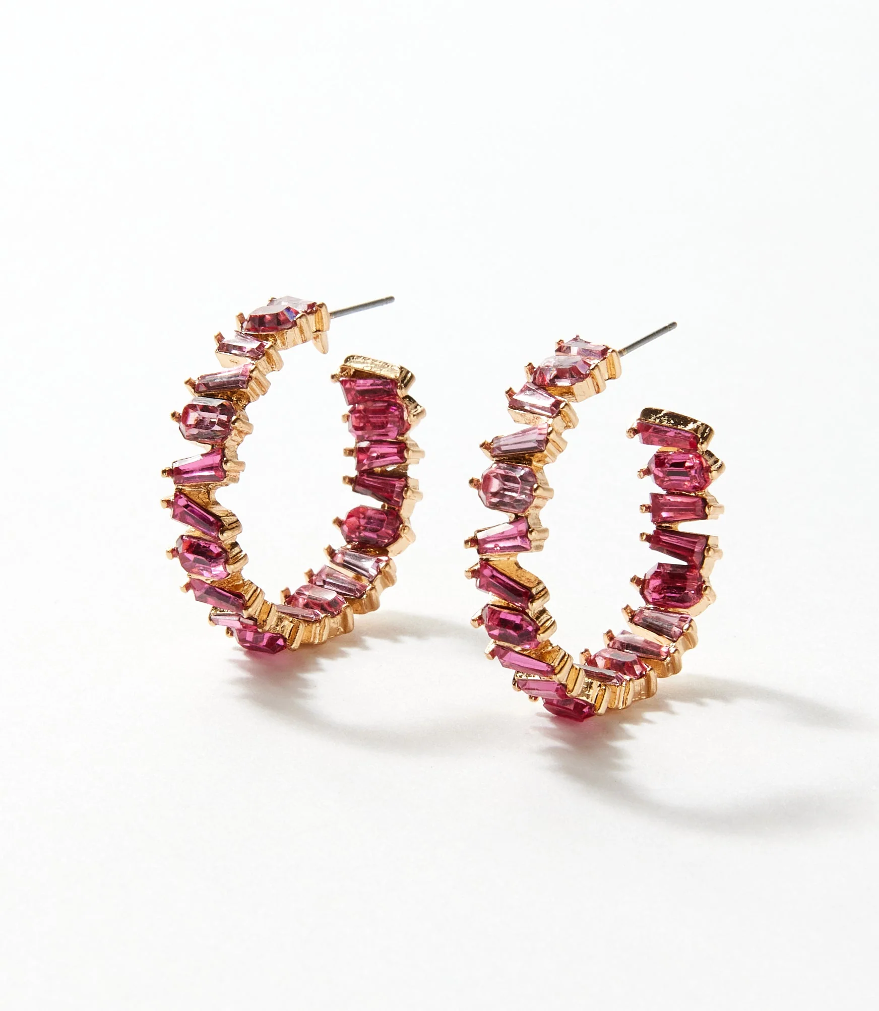 Angled Crystal Hoop Earrings
