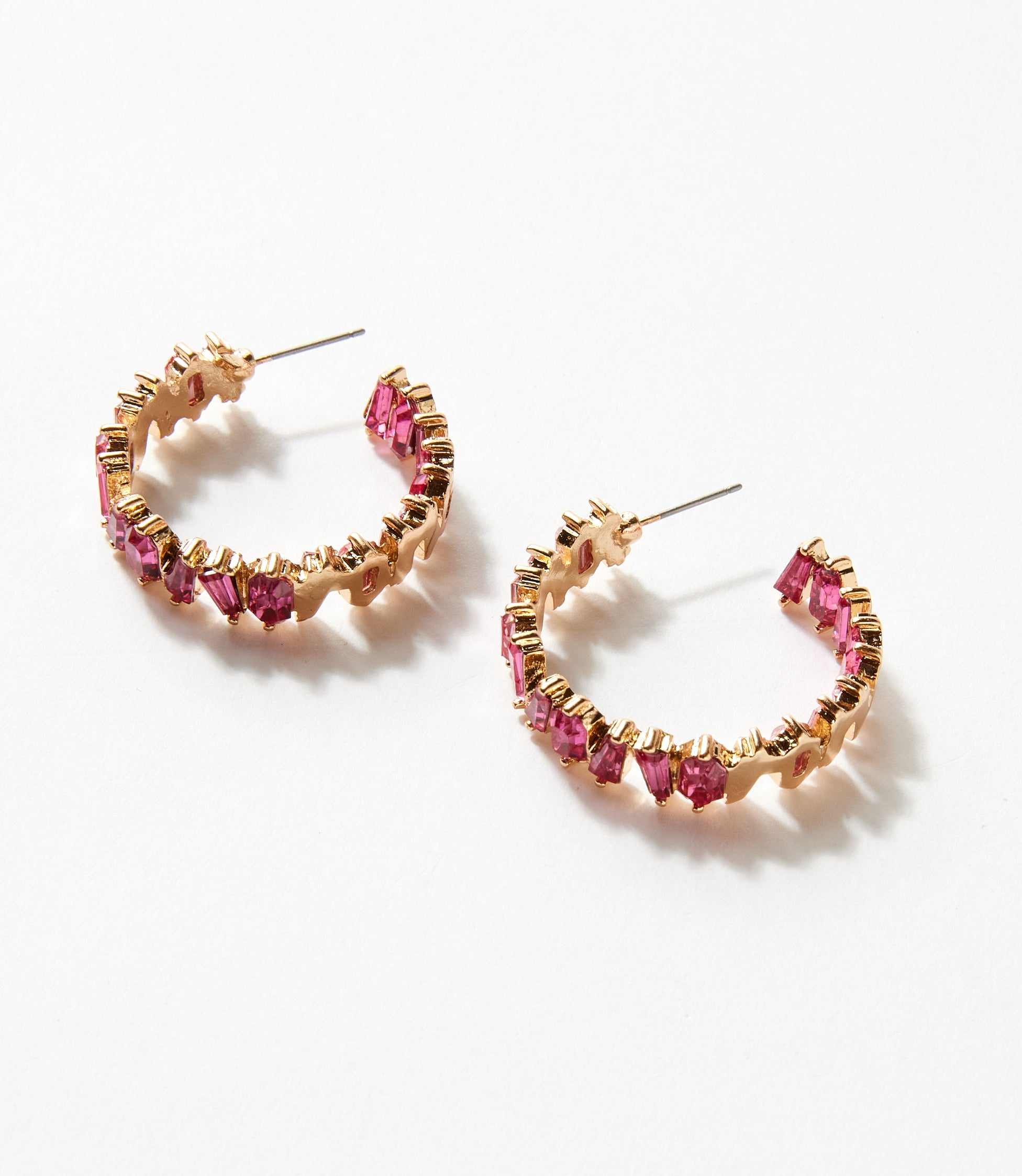 Angled Crystal Hoop Earrings - Image 3