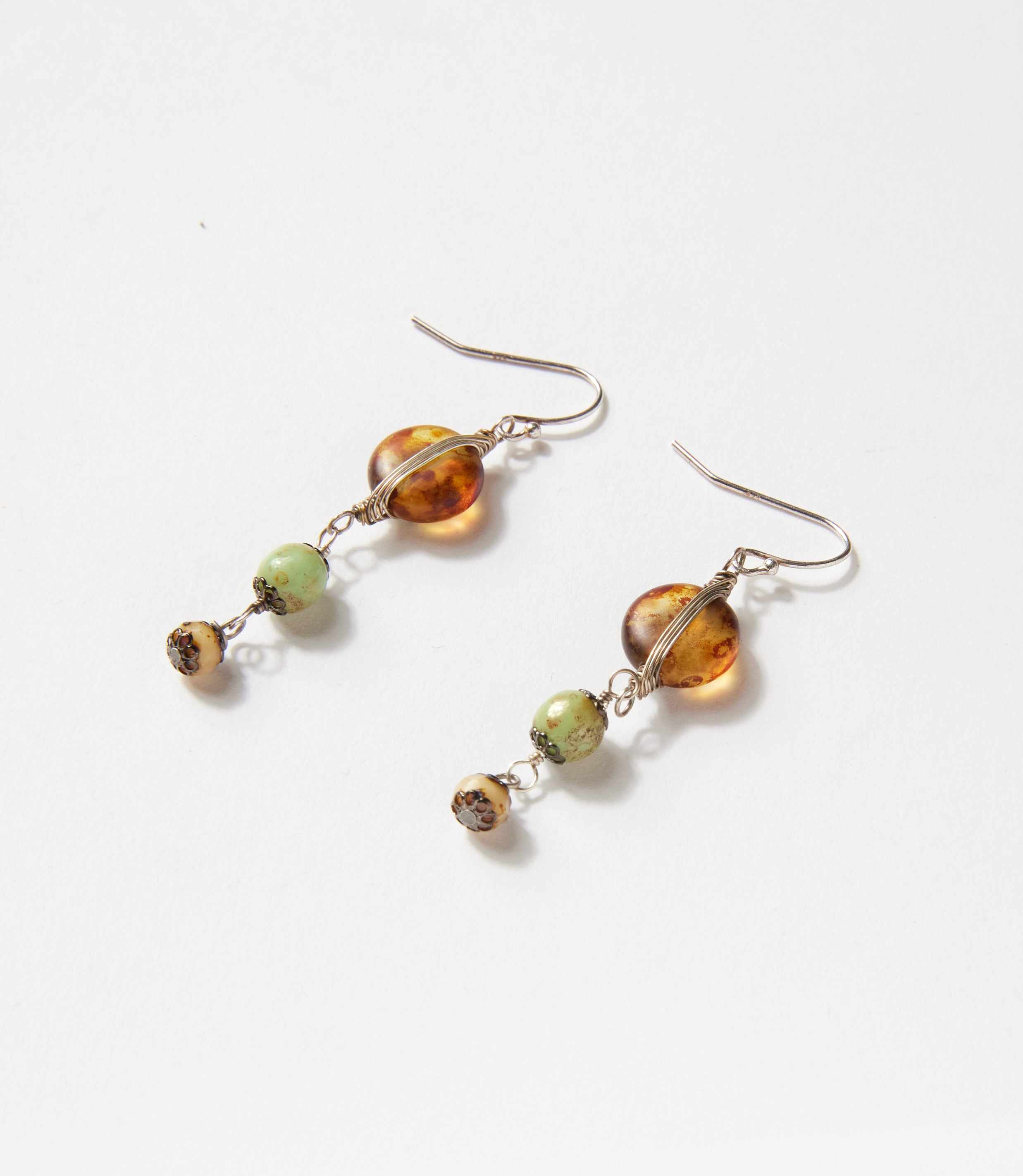 Antique Glass Cascading Dangle Earrings - Image 2