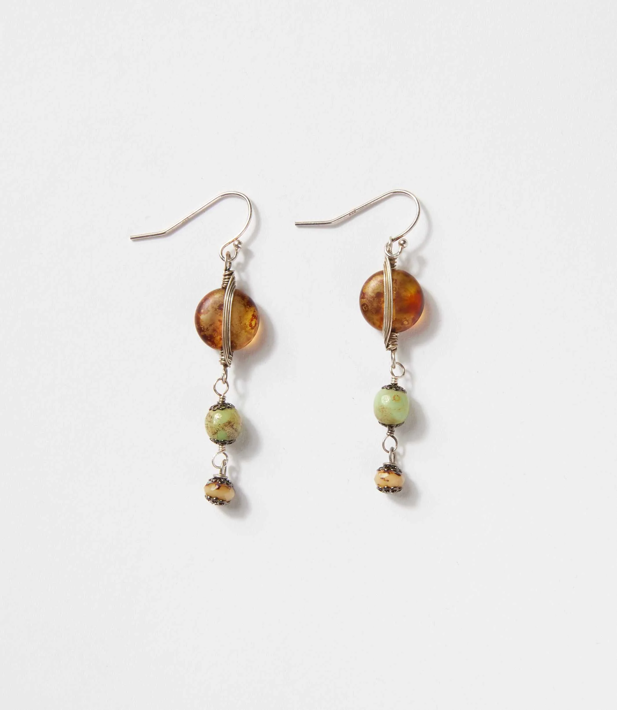 Antique Glass Cascading Dangle Earrings - Image 3