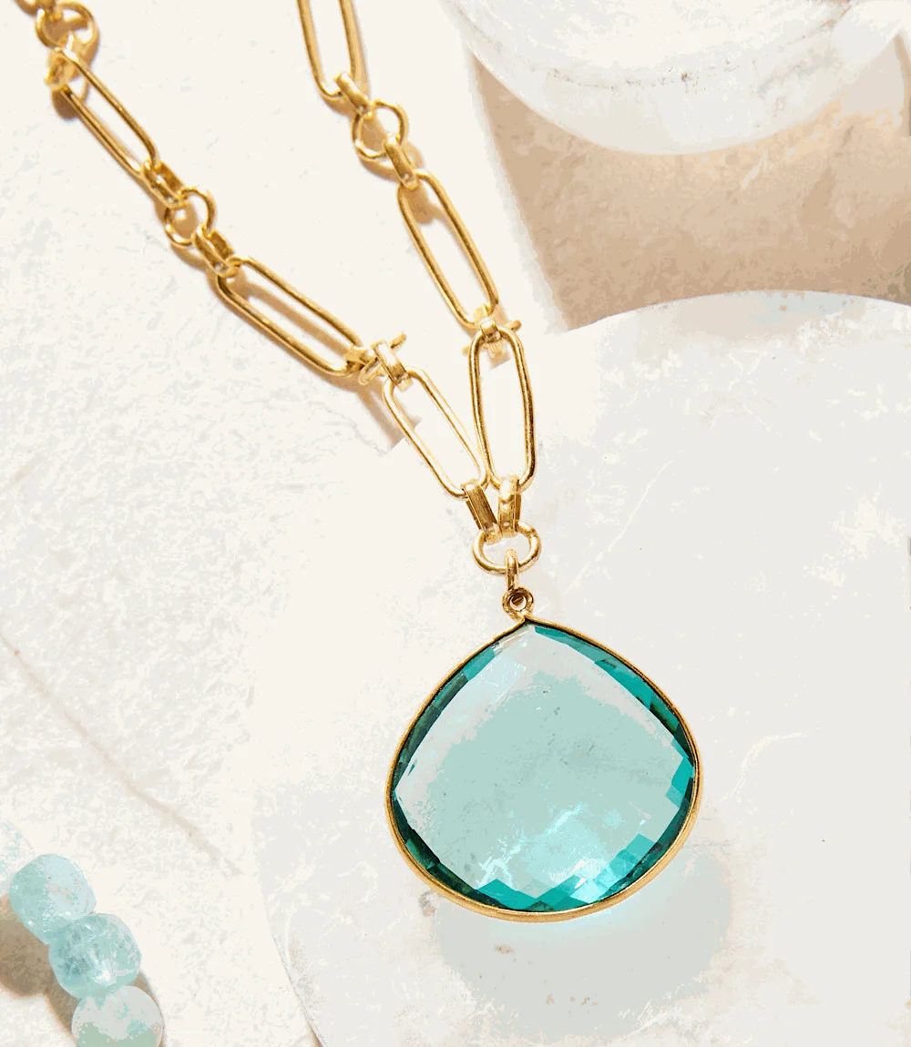 Aqua Quartz Pendant Necklace - Image 3