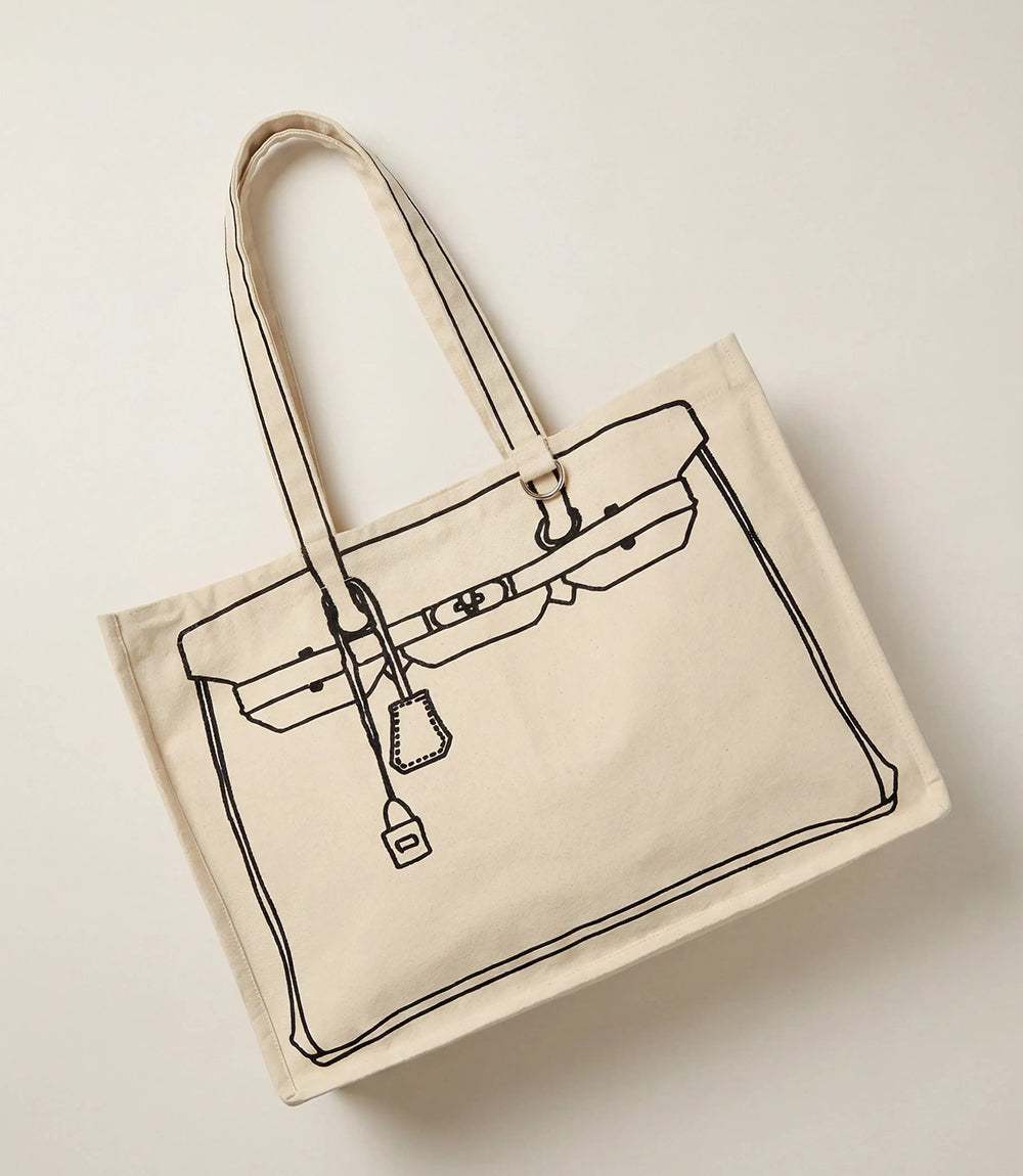 Bag Motif Cotton Canvas Tote - Image 3