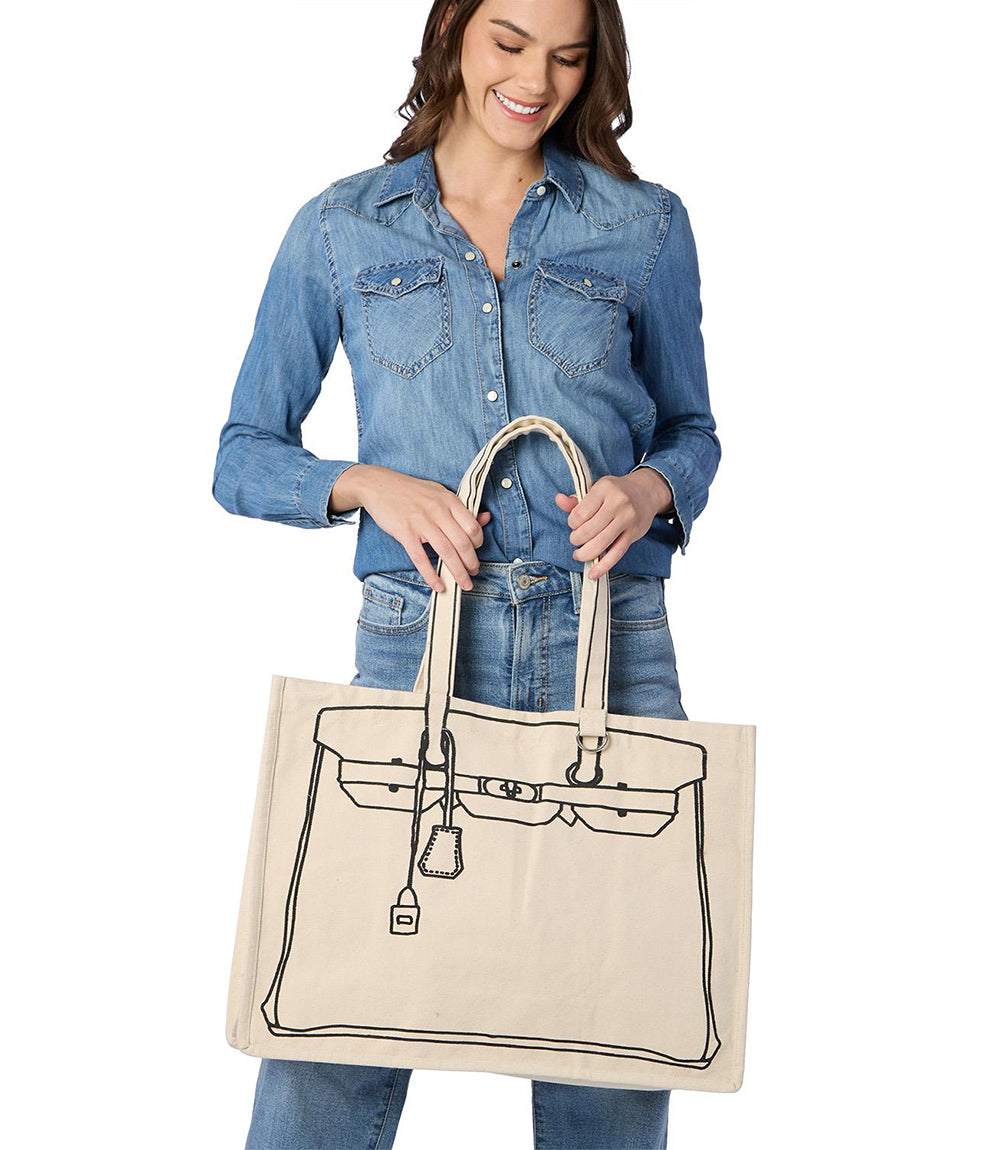 Bag Motif Cotton Canvas Tote - Image 5