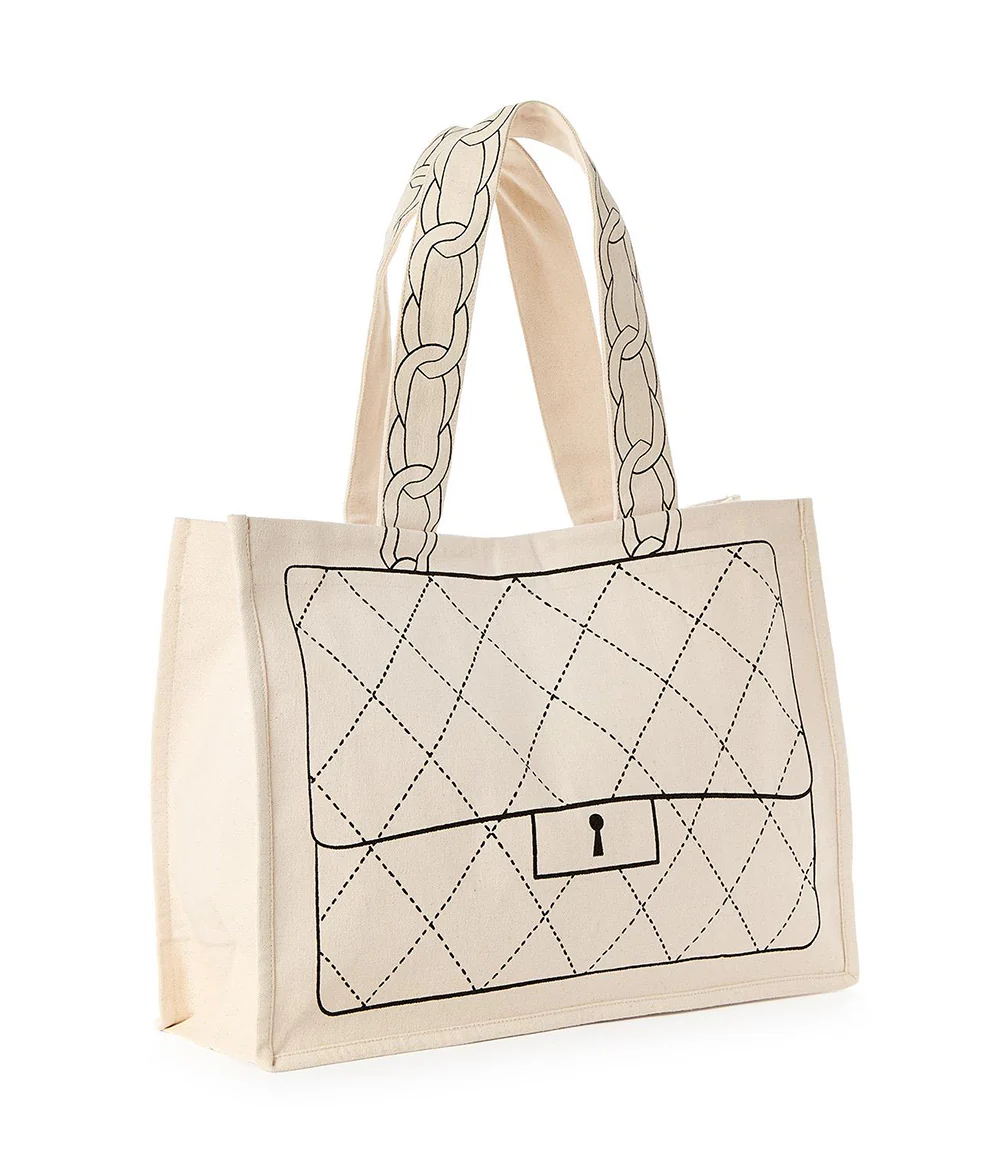Bag Motif Cotton Canvas Tote - Image 3
