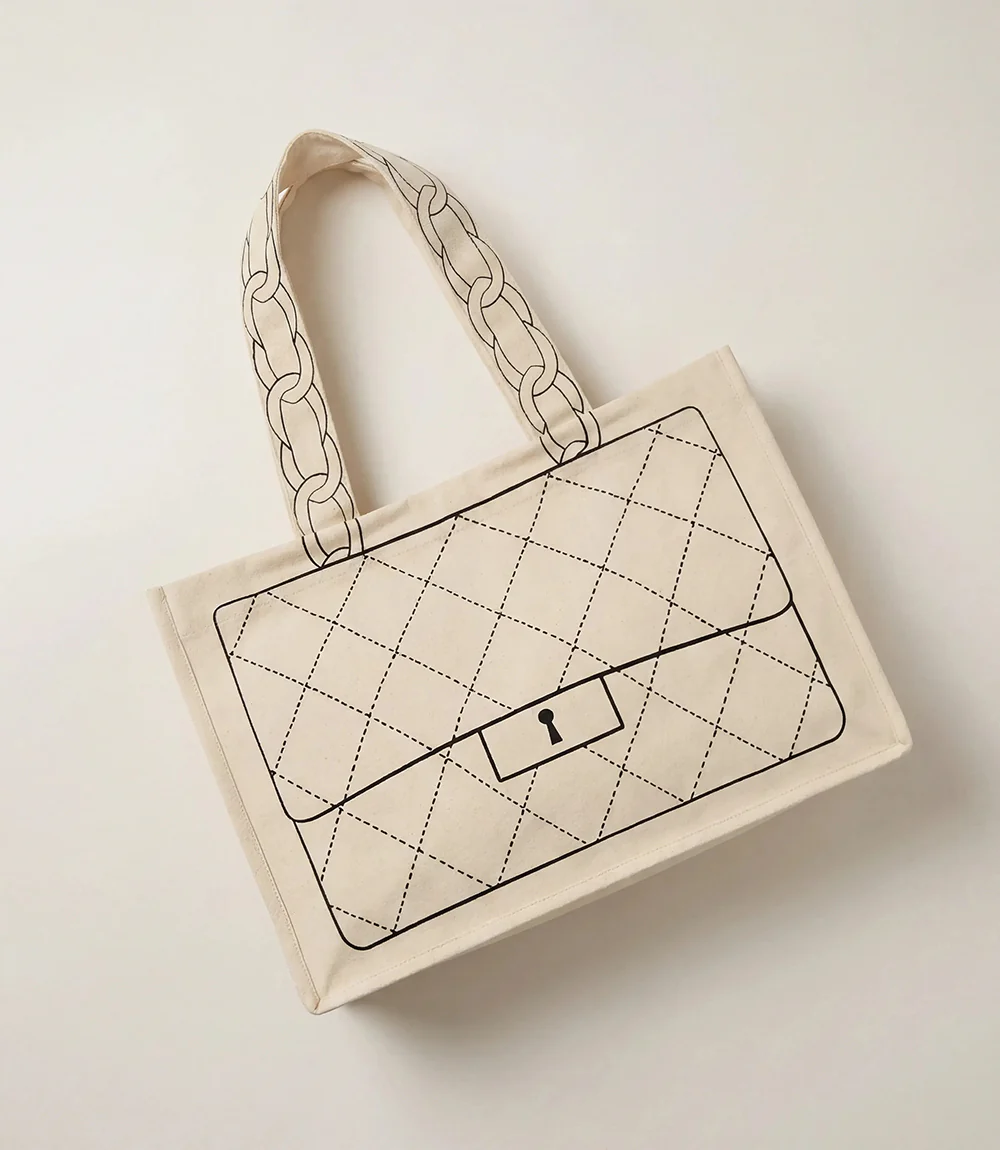 Bag Motif Cotton Canvas Tote - Image 4