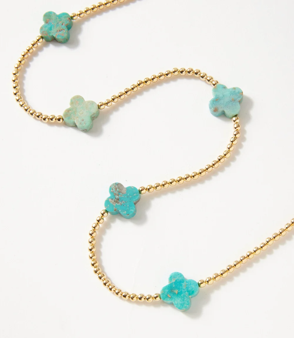 Beaded Gold And Turquoise Accent Necklace - Image 2