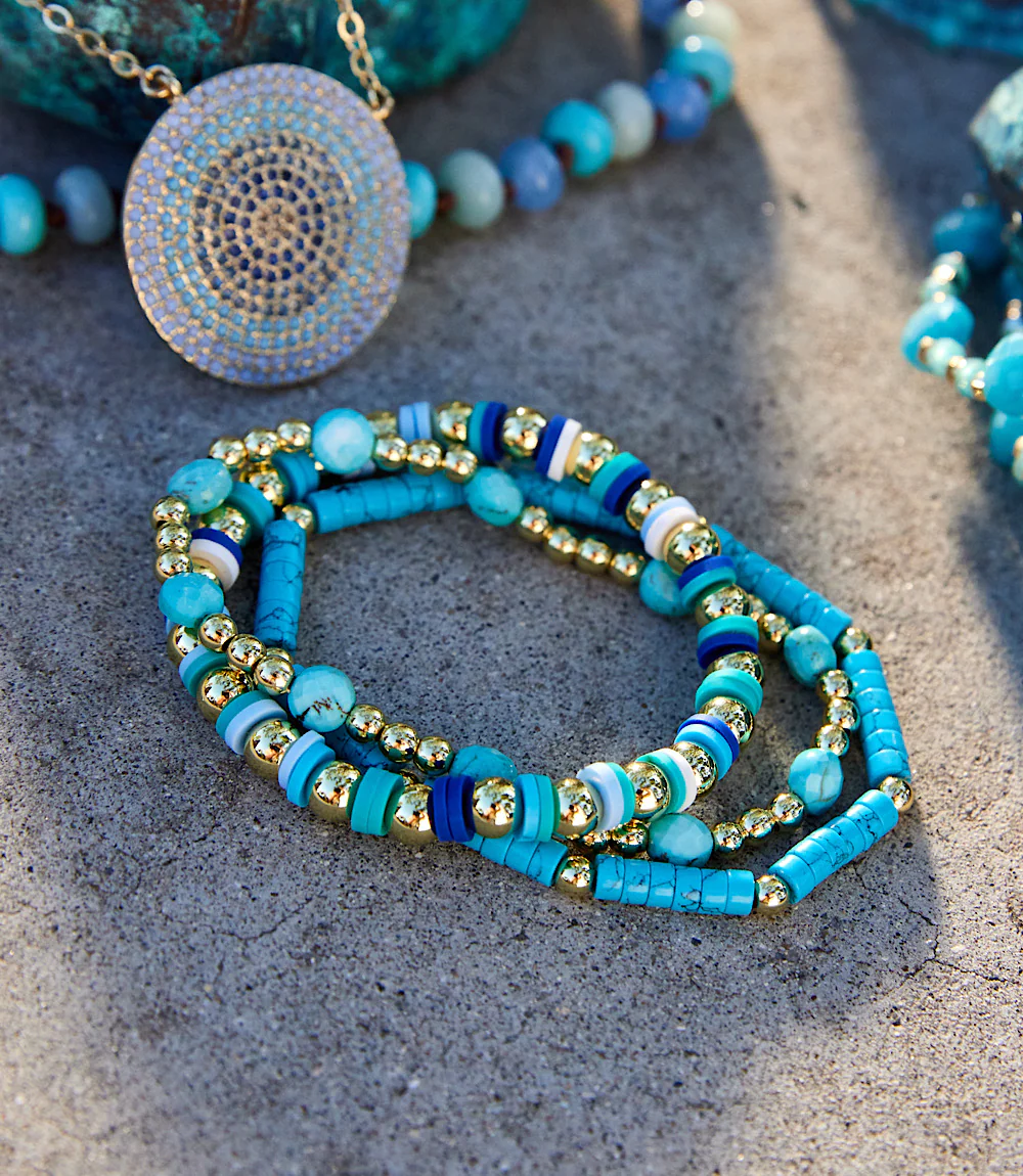 Beaded Stretch Bracelets Set Of 3 - Image 4