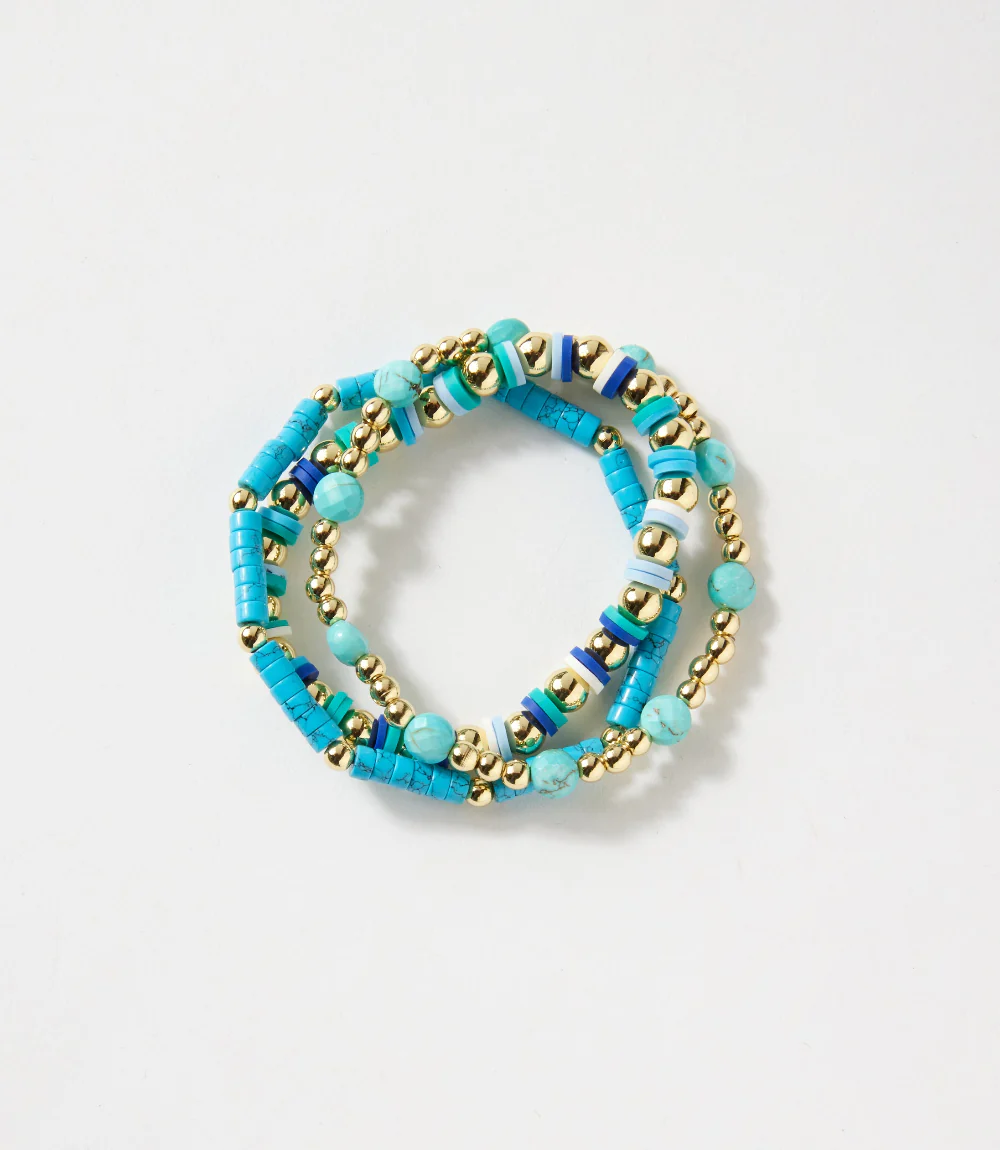 Beaded Stretch Bracelets Set Of 3 - Image 5