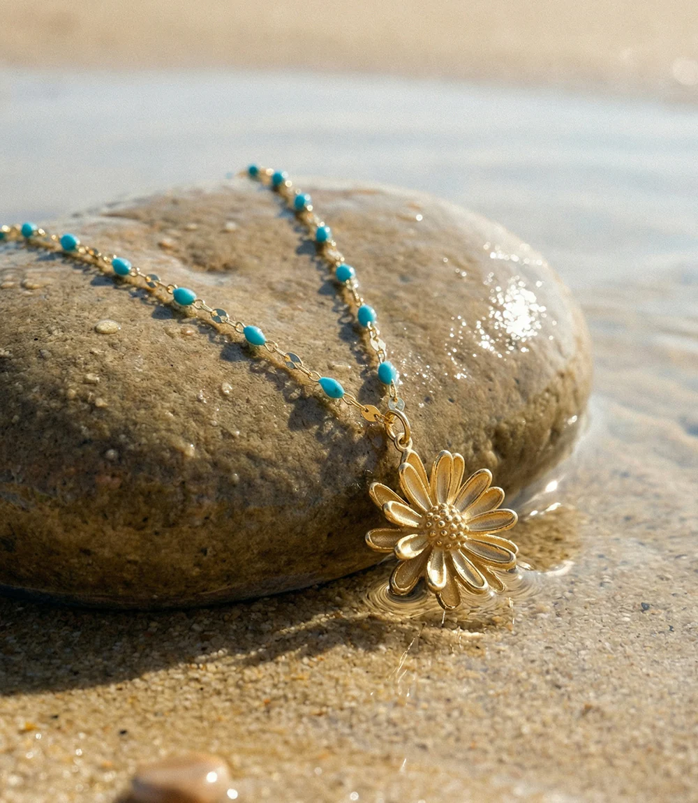 Beaded Sunflower Necklace - Image 3