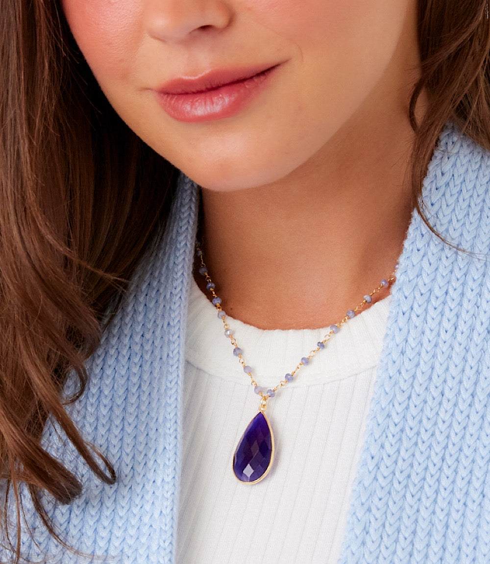 Beaded Teardrop Pendant Necklace - Image 2