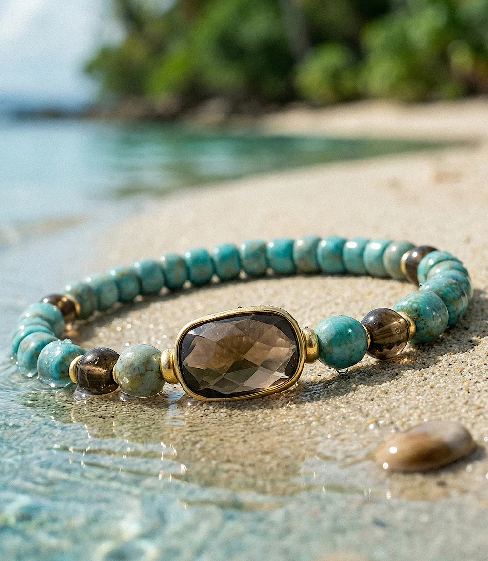 Beaded Turquoise And Gemstone Bracelet - Image 3