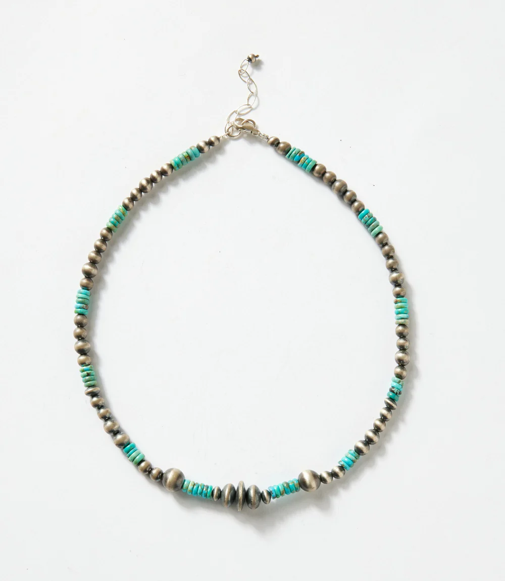 Beaded Turquoise And Navajo Pearl Necklace - Image 2