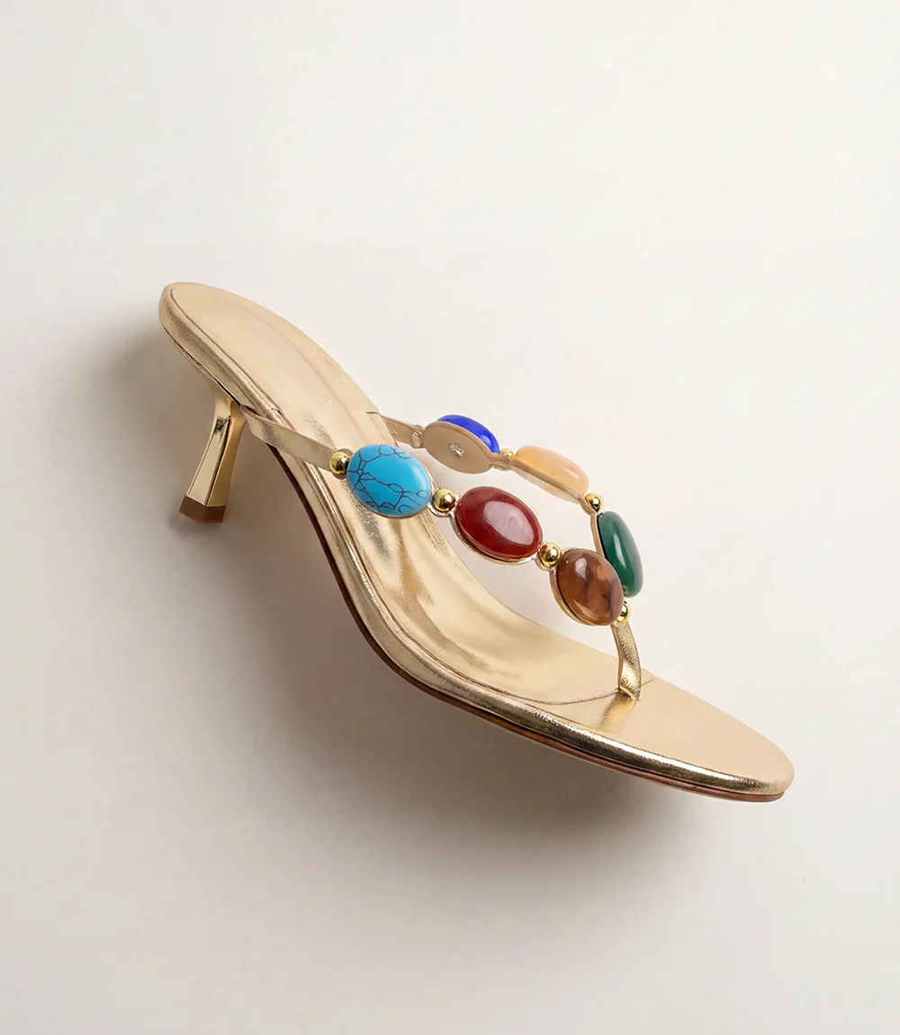 Billini Gema Beaded Kitten Heel Sandals - Image 2