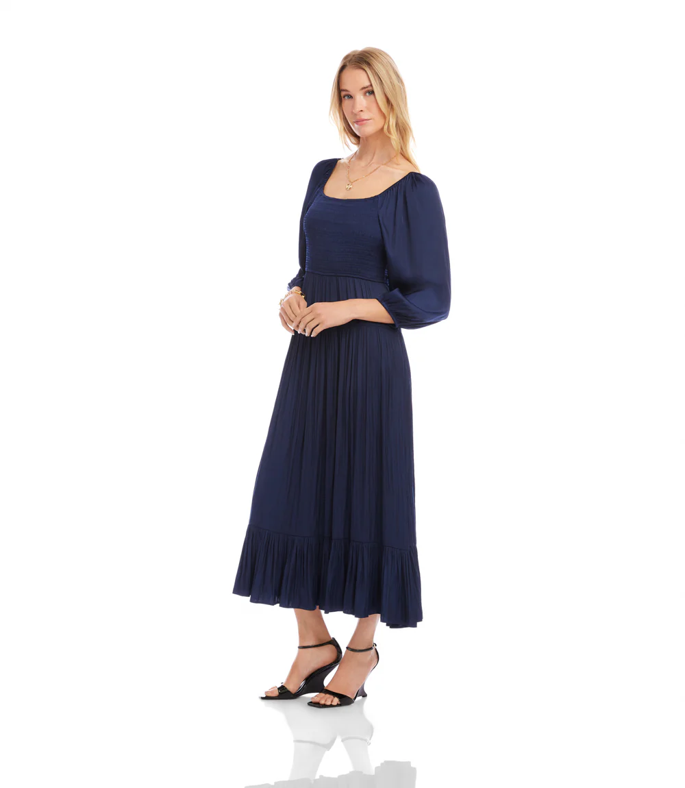Blouson Sleeve Smocked Midi Dress - Image 5