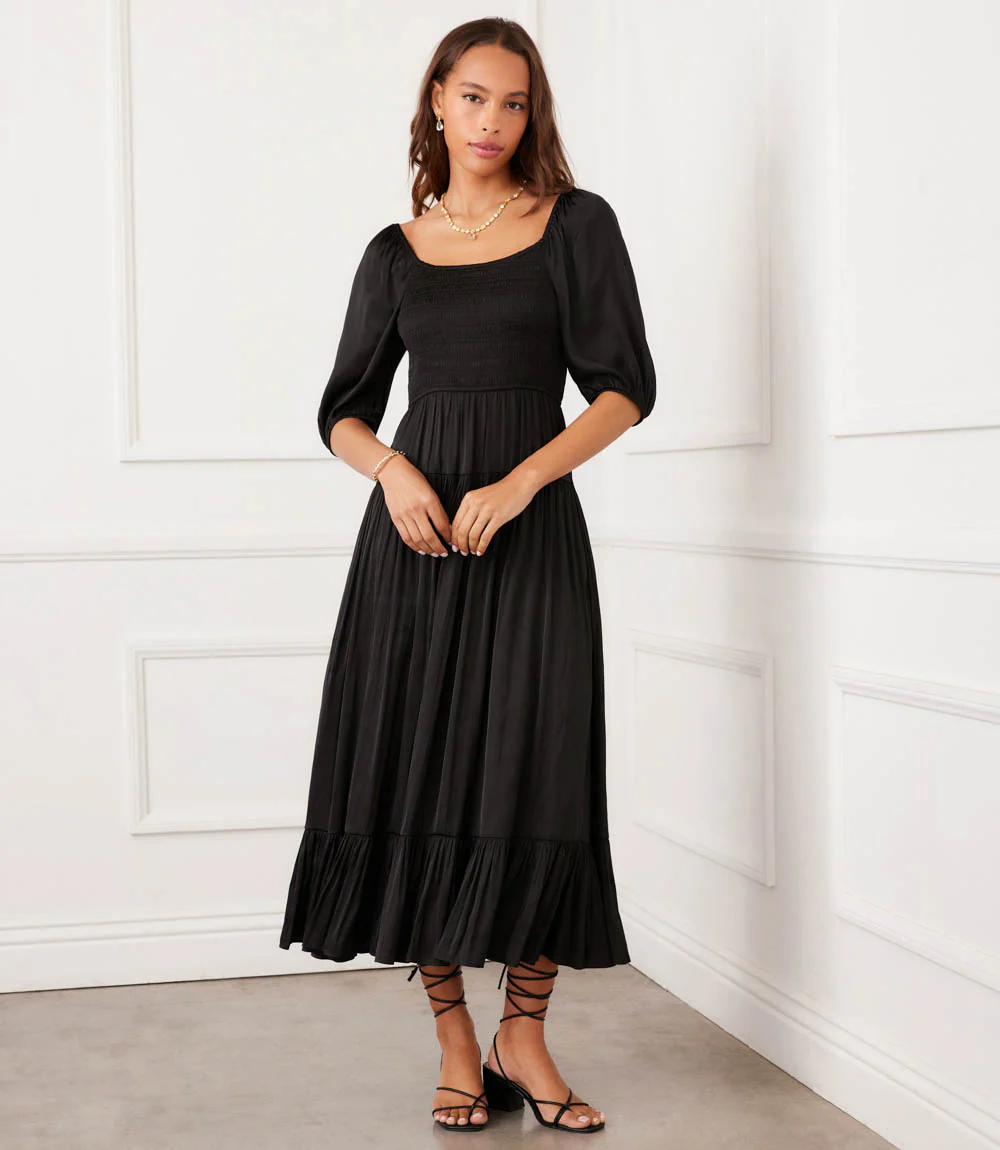 Blouson Sleeve Smocked Midi Dress - Image 2