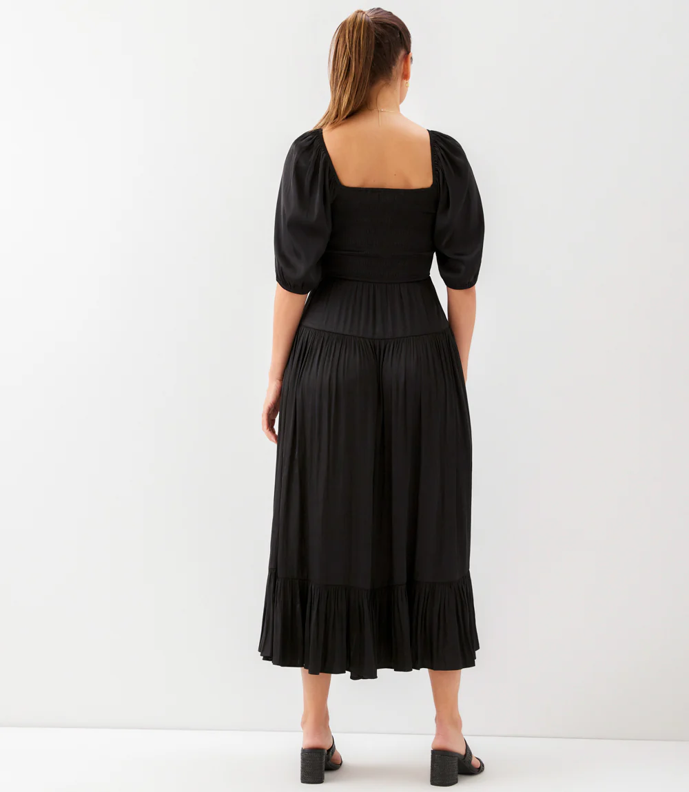Blouson Sleeve Smocked Midi Dress - Image 5