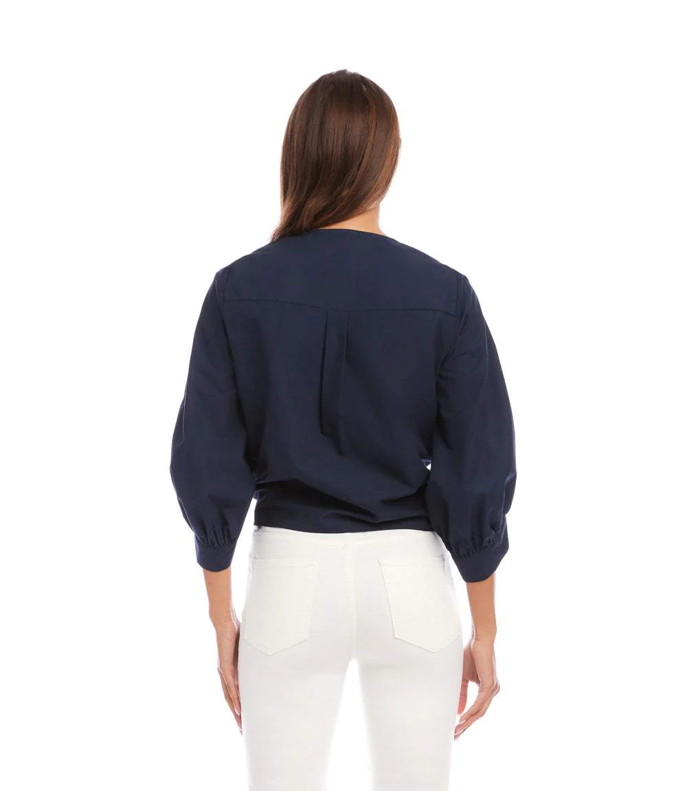 Blouson Sleeve Tie-Front Top - Image 5