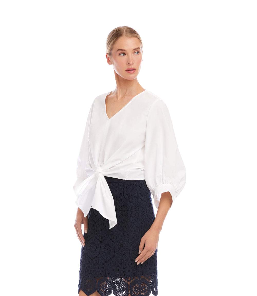 Blouson Sleeve Tie-Front Top - Image 4