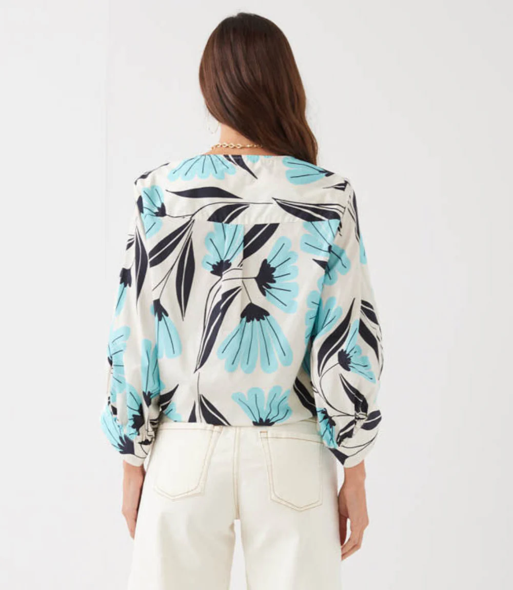 Blouson Sleeve Tie-Front Top - Image 6