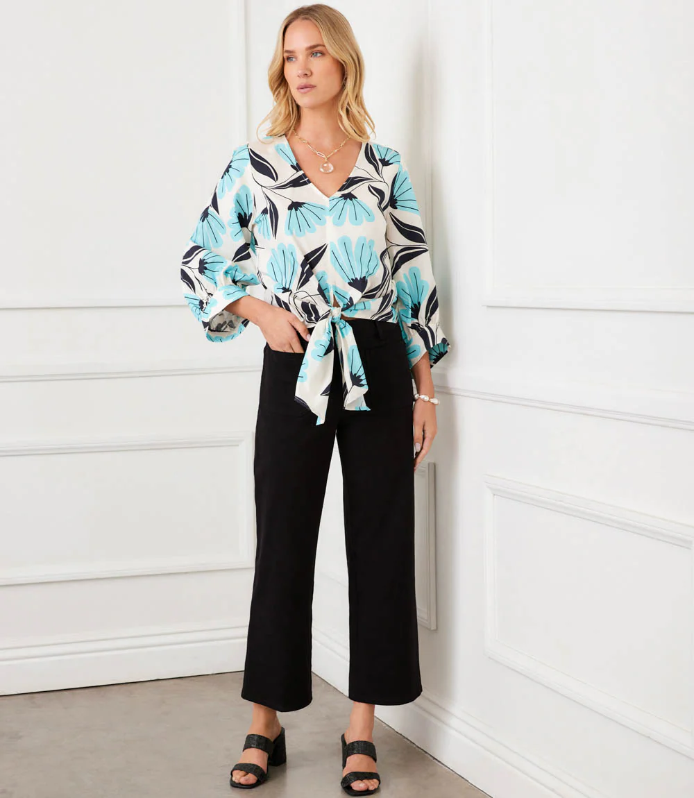 Blouson Sleeve Tie-Front Top - Image 7