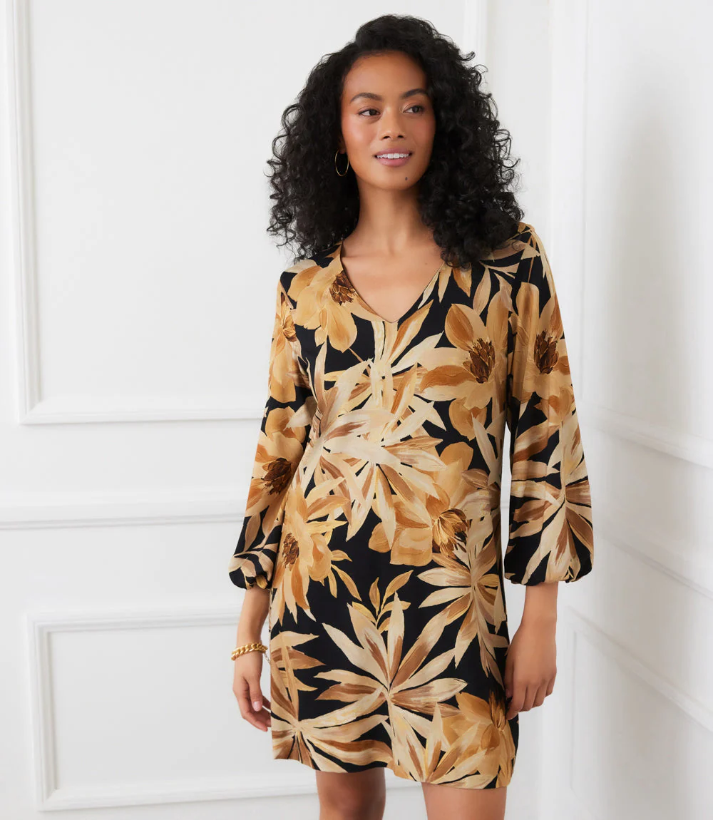 Blouson Sleeve V-Neck Dress - Image 2