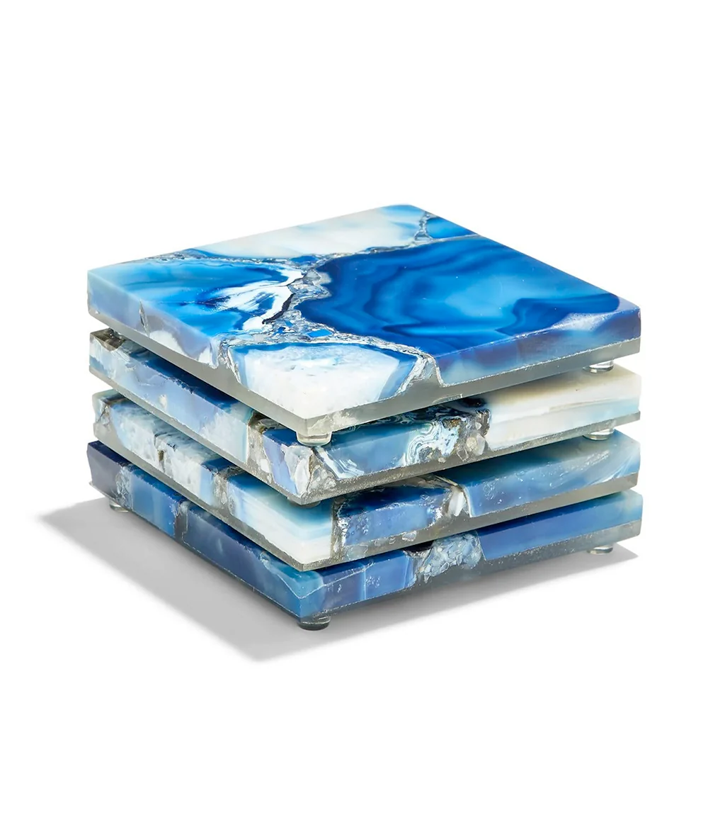 Blue Agate Coasters, Set Of 4 - Image 2