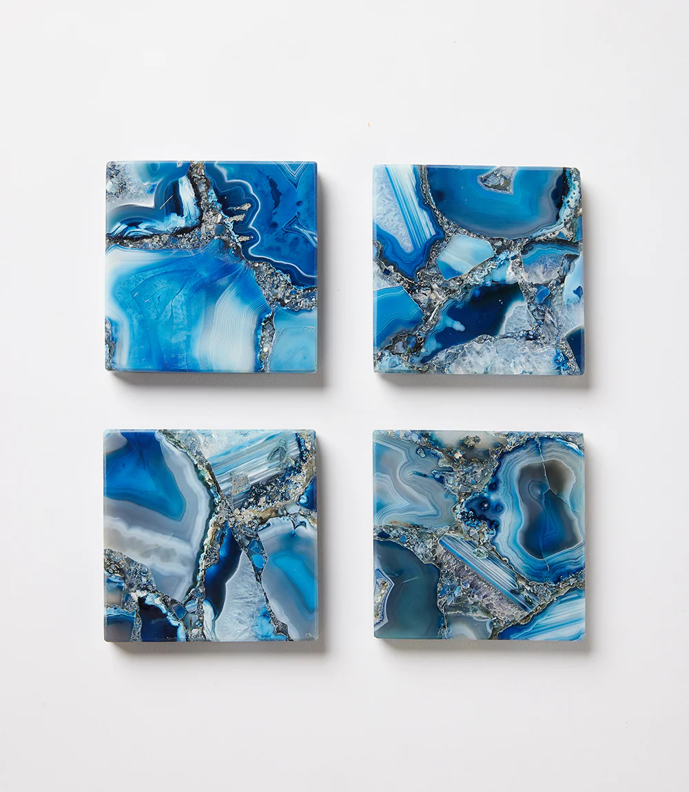 Blue Agate Coasters, Set Of 4 - Image 3