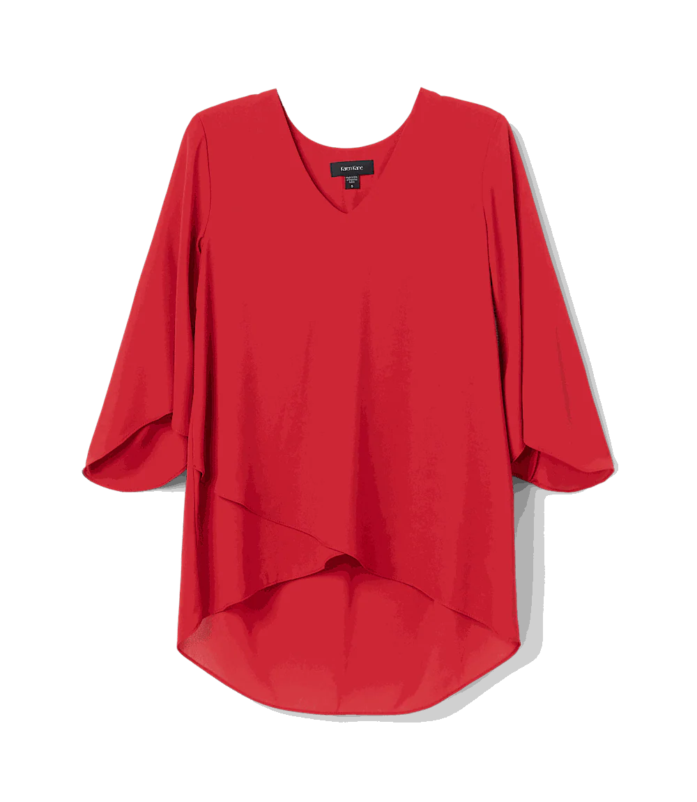 Petite Size Bracelet Sleeve Asymmetric Top - Image 5