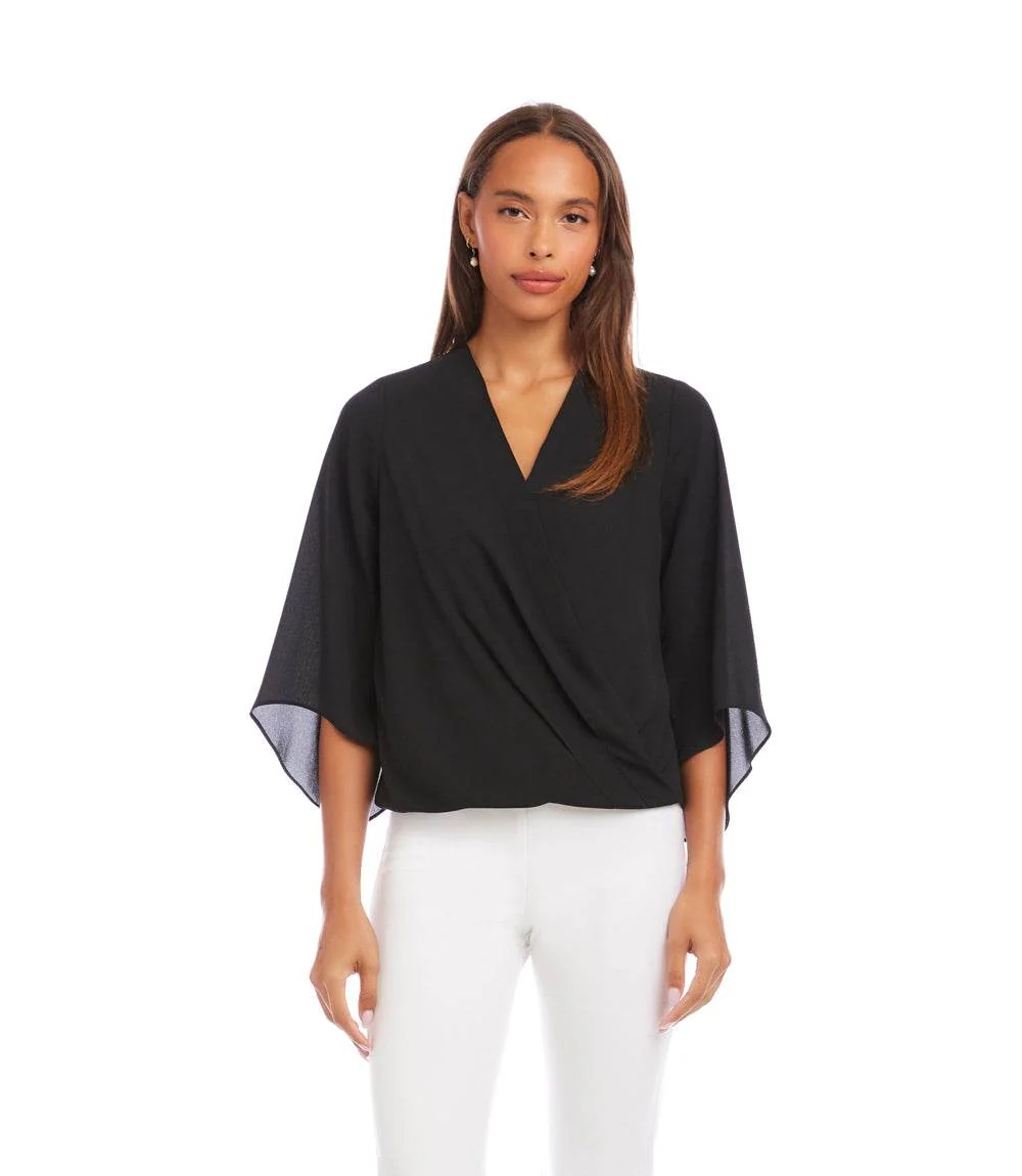 Bracelet Sleeve Drape Front Crossover Top - Image 4