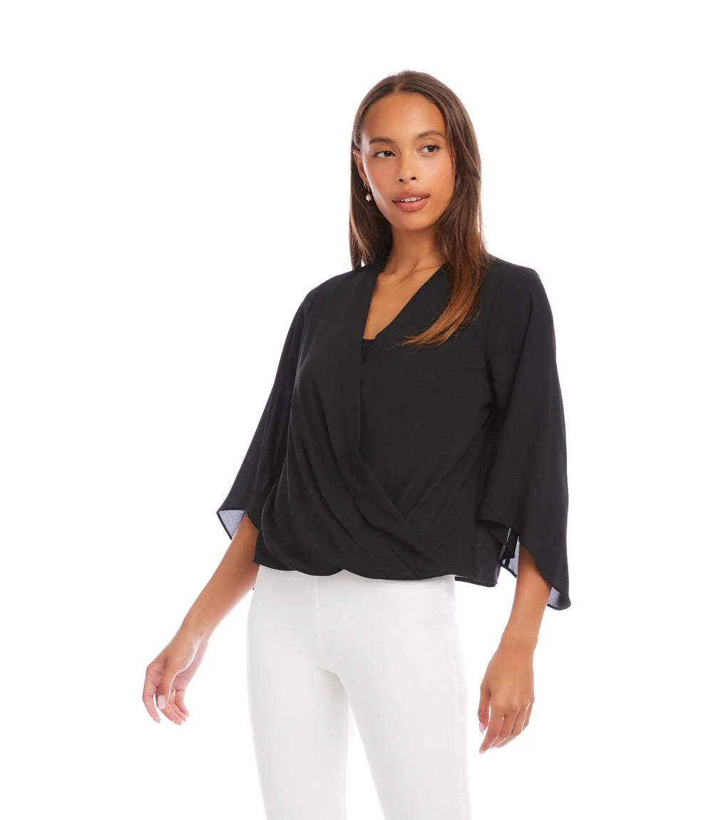 Bracelet Sleeve Drape Front Crossover Top - Image 5