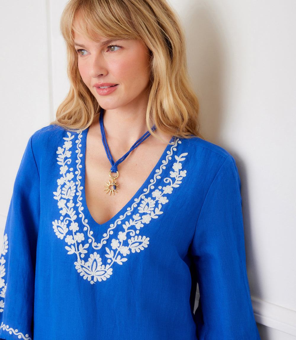 Bracelet Sleeve Embroidered Asymmetric Top - Image 2