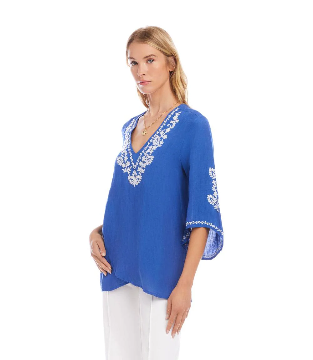 Bracelet Sleeve Embroidered Asymmetric Top - Image 4