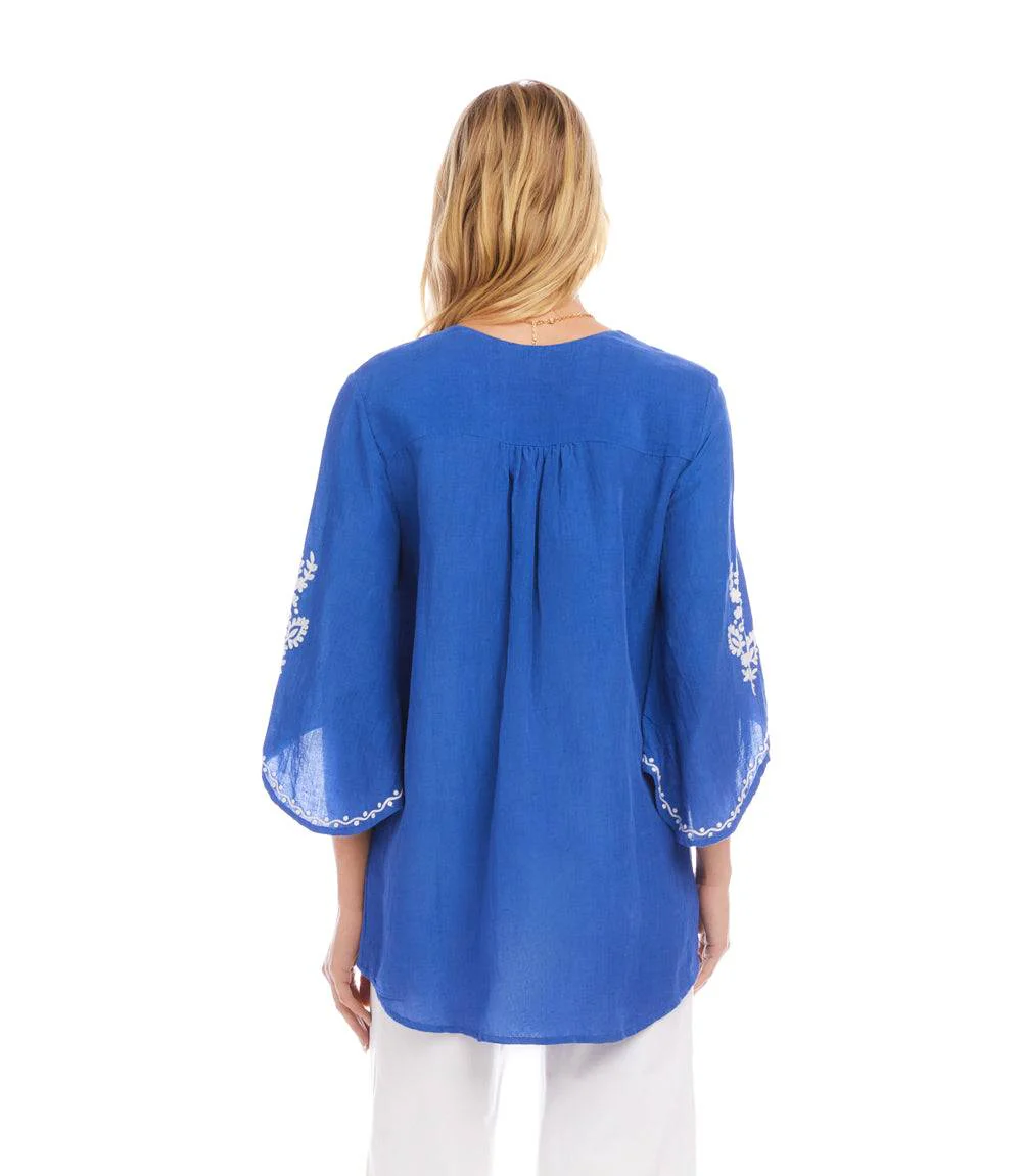 Bracelet Sleeve Embroidered Asymmetric Top - Image 5
