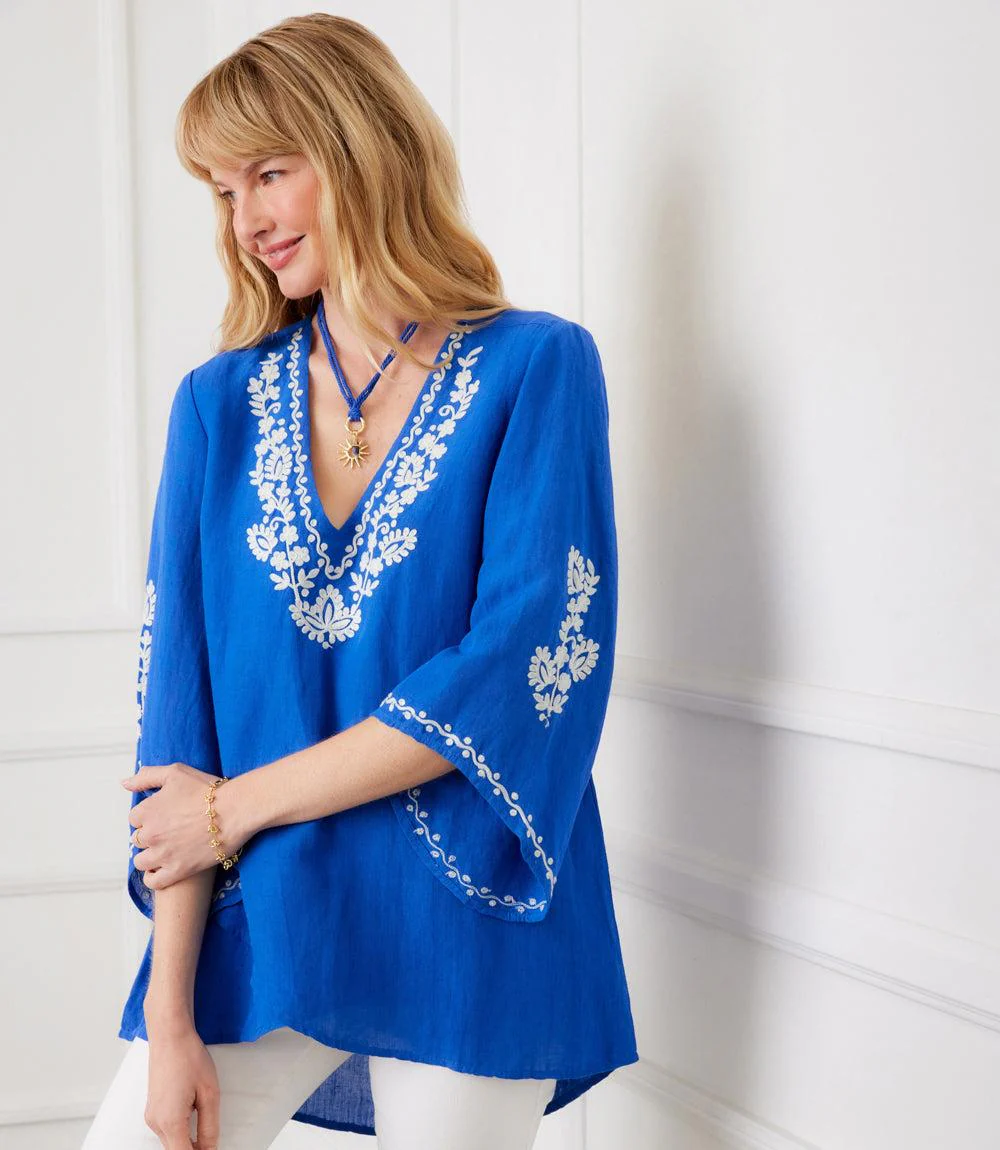 Bracelet Sleeve Embroidered Asymmetric Top - Image 6