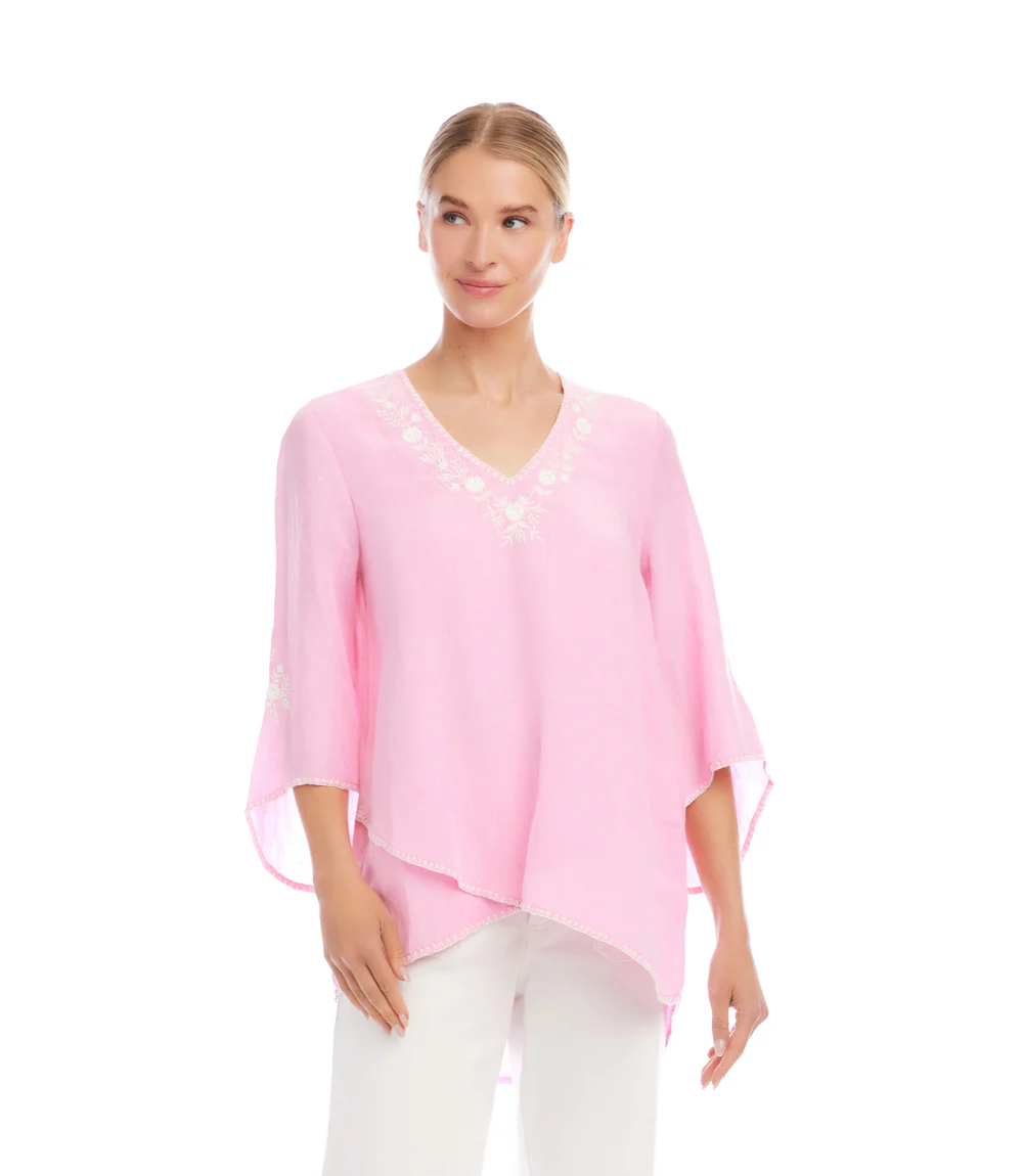 Bracelet Sleeve Embroidered Asymmetric Top - Image 2